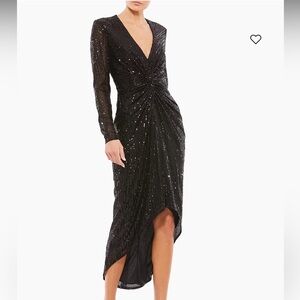 Mac Duggal Ieena Sequin Knotted Midi Dress size 8